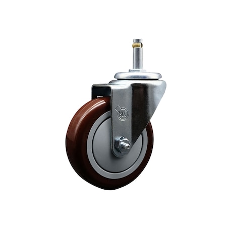 Service Caster 4'' Maroon Polyurethane Wheel Swivel 7/16'' Grip Ring Stem Caster SCC-GR20S414-PPUB-MRN-716138